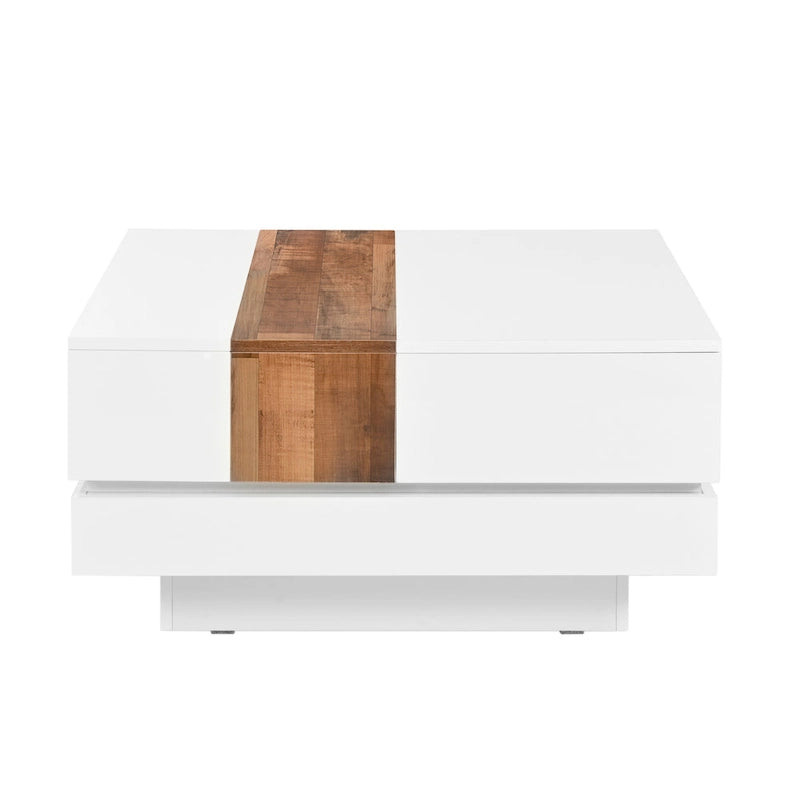 Square Coffee Table with Sliding Tabletop and Hidden Storage