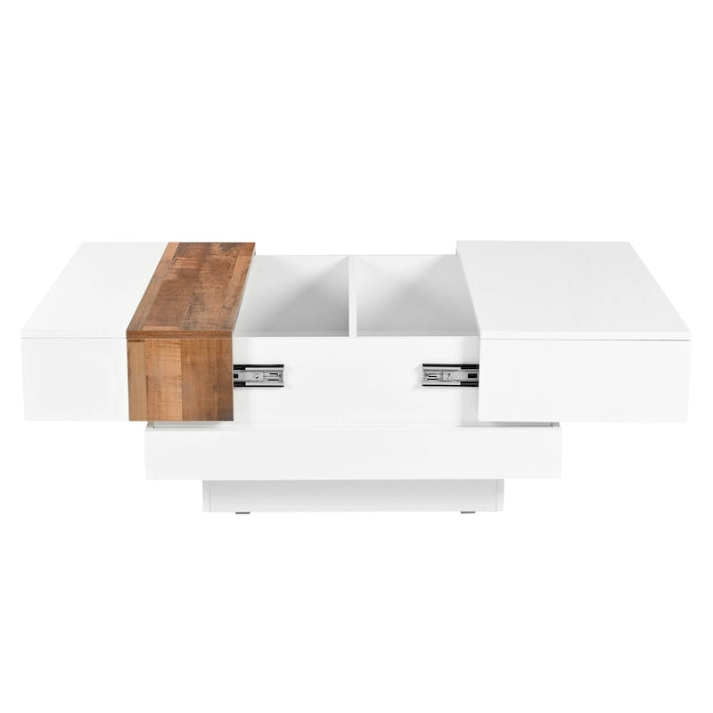 Square Coffee Table with Sliding Tabletop and Hidden Storage