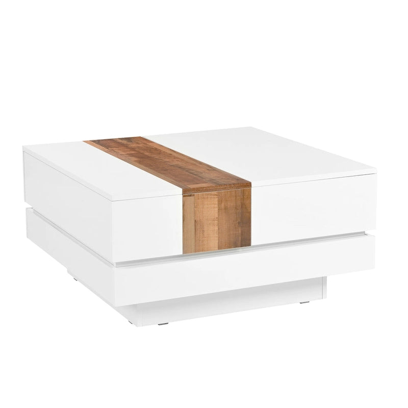 Square Coffee Table with Sliding Tabletop and Hidden Storage