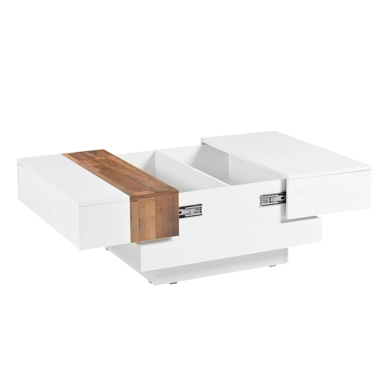 Square Coffee Table with Sliding Tabletop and Hidden Storage