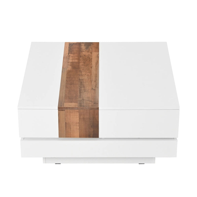 Square Coffee Table with Sliding Tabletop and Hidden Storage