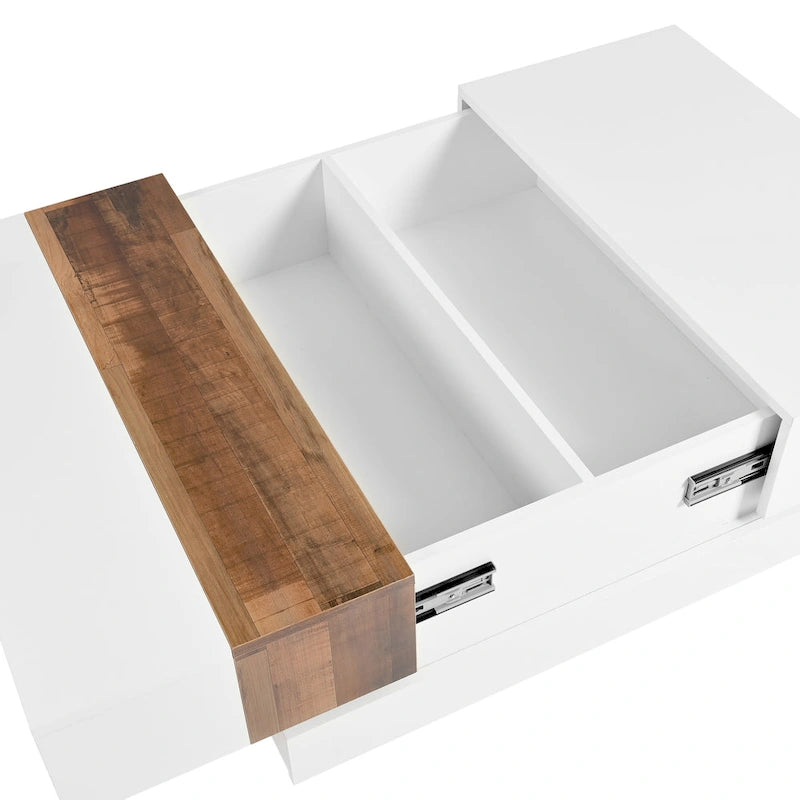 Square Coffee Table with Sliding Tabletop and Hidden Storage