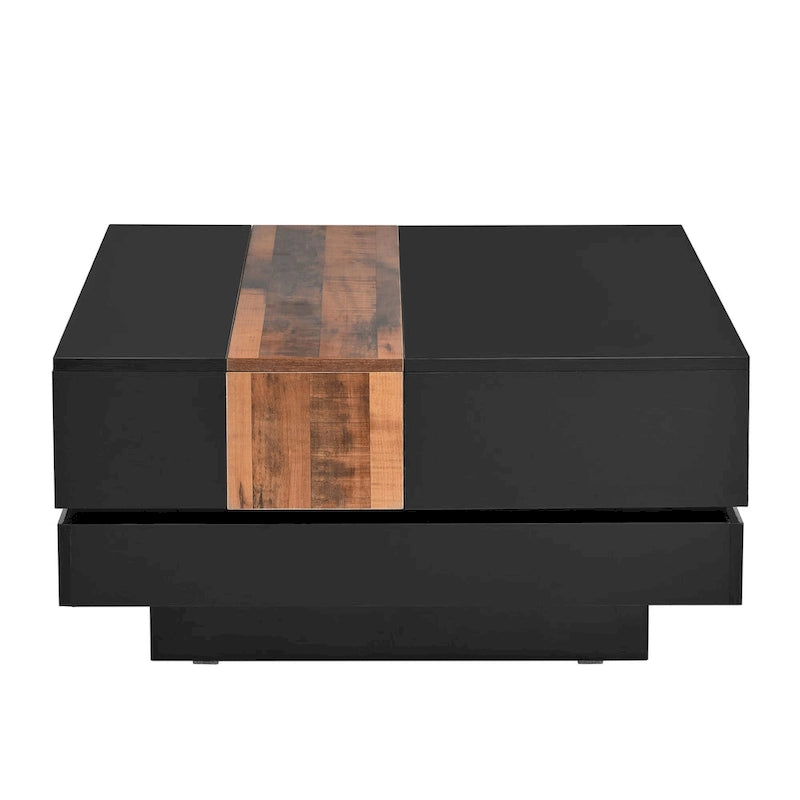 Square Coffee Table with Sliding Tabletop and Hidden Storage