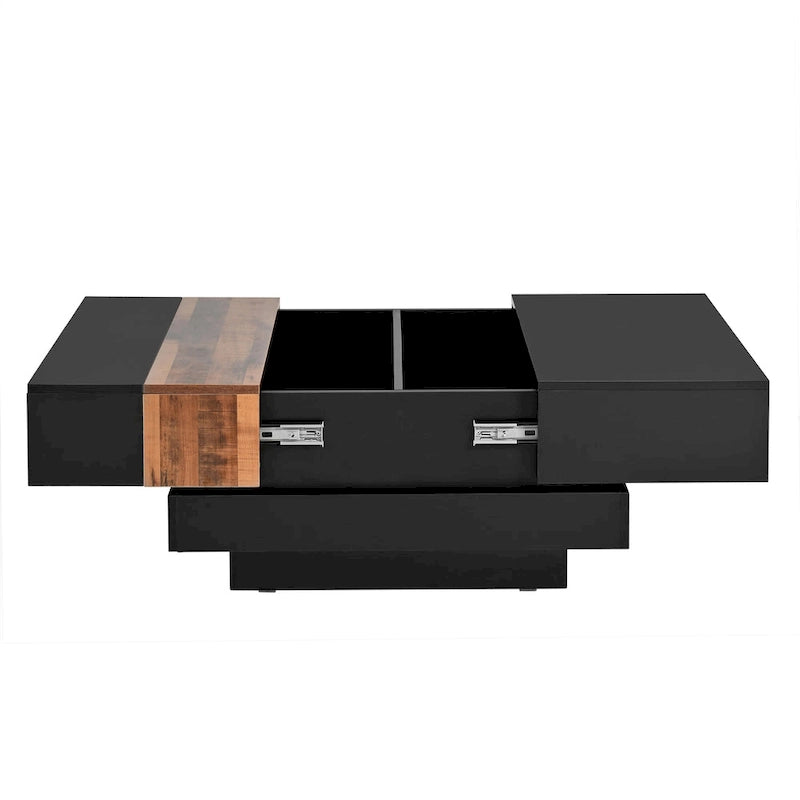 Square Coffee Table with Sliding Tabletop and Hidden Storage