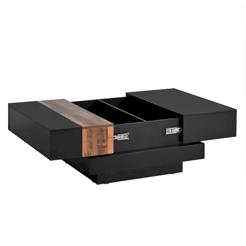 Square Coffee Table with Sliding Tabletop and Hidden Storage