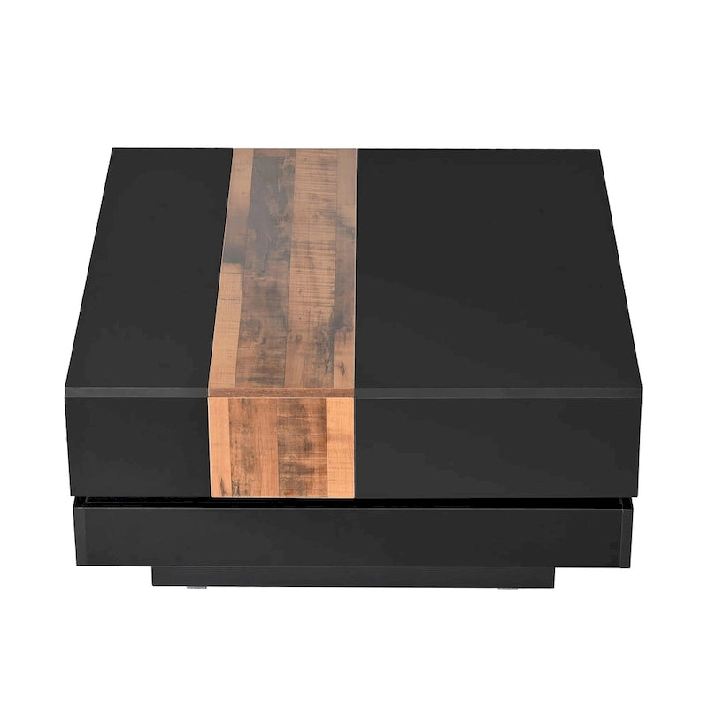 Square Coffee Table with Sliding Tabletop and Hidden Storage