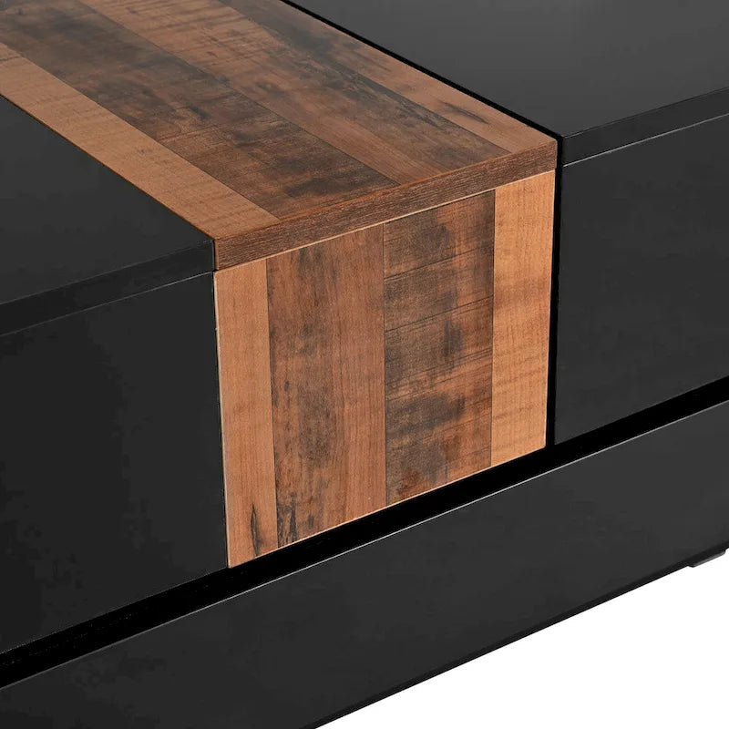 Square Coffee Table with Sliding Tabletop and Hidden Storage
