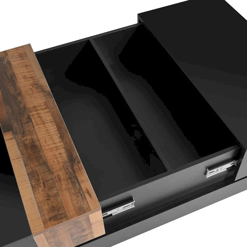 Square Coffee Table with Sliding Tabletop and Hidden Storage