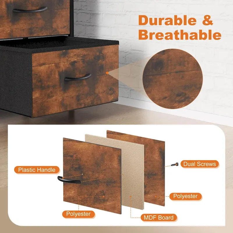 Modern Storage Cabinet with Fabric Drawers, Metal Frame, and Adjustable Feet