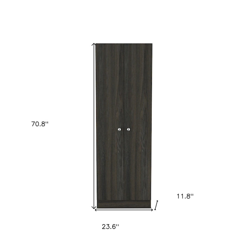 71" Dark Brown Wood Pantry Storage Cabinet - 23.6"W x 70.8"H x 11.8"D