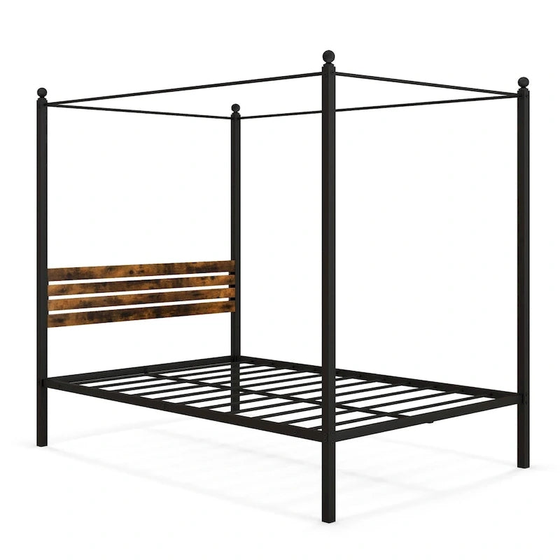 Twin/Full/Queen 4-Post Canopy Bed Frame, Rustproof Metal, 1000 lb Capacity
