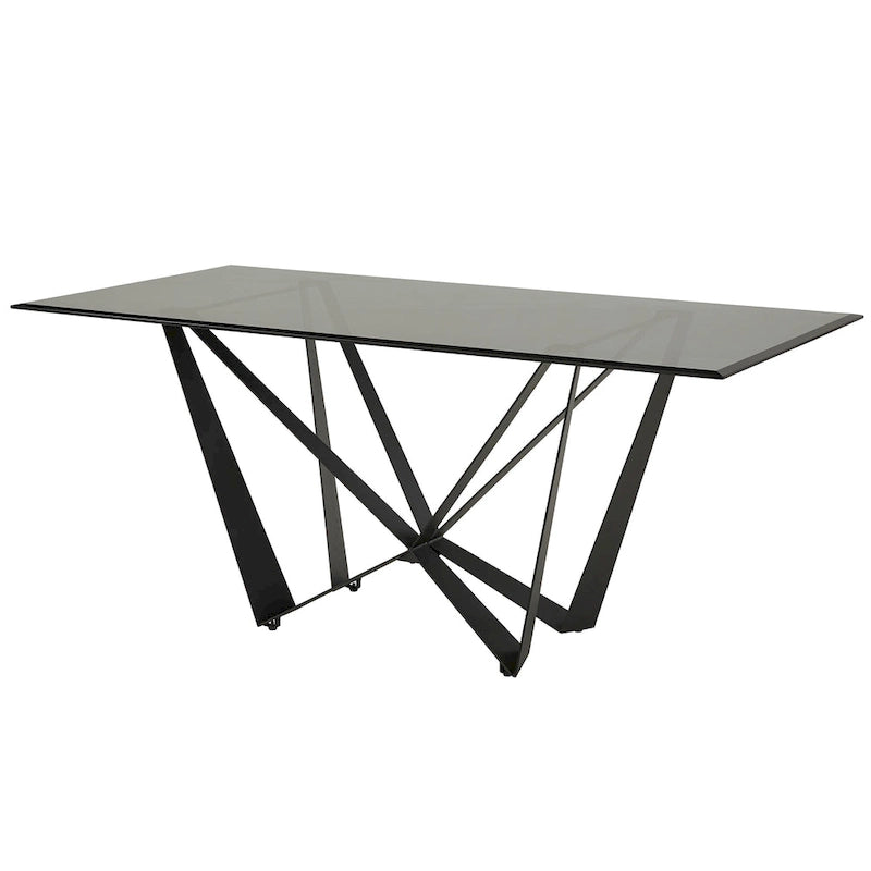Marfa 69" Black Metal & Gray Glass 6-Person Dining Table