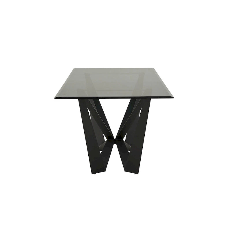 Marfa 69" Black Metal & Gray Glass 6-Person Dining Table