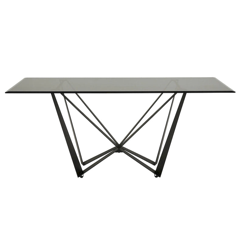 Marfa 69" Black Metal & Gray Glass 6-Person Dining Table