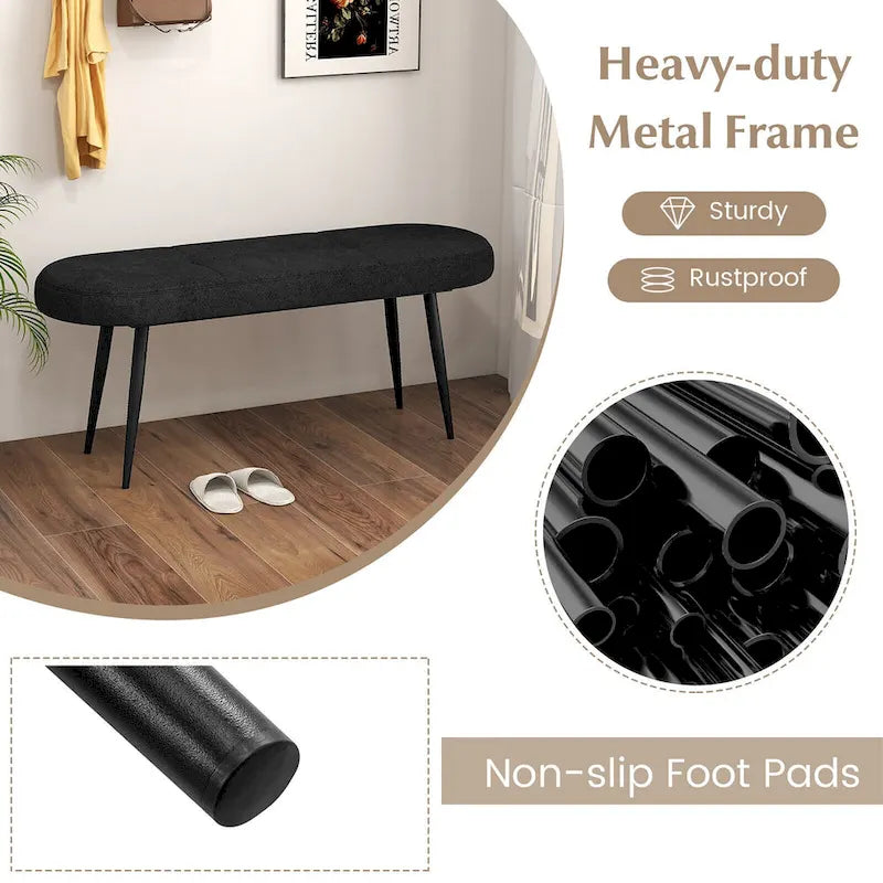 Gymax 47 Upholstered Entryway Bench w/ Padded Seat & Heavy-duty