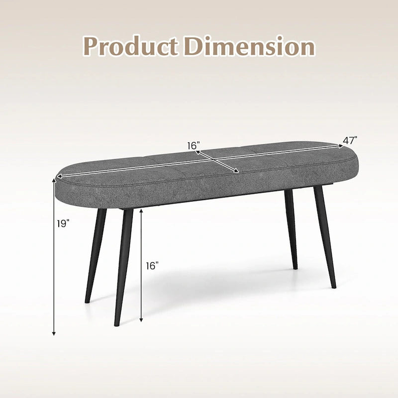 Gymax 47 Upholstered Entryway Bench w/ Padded Seat & Heavy-duty