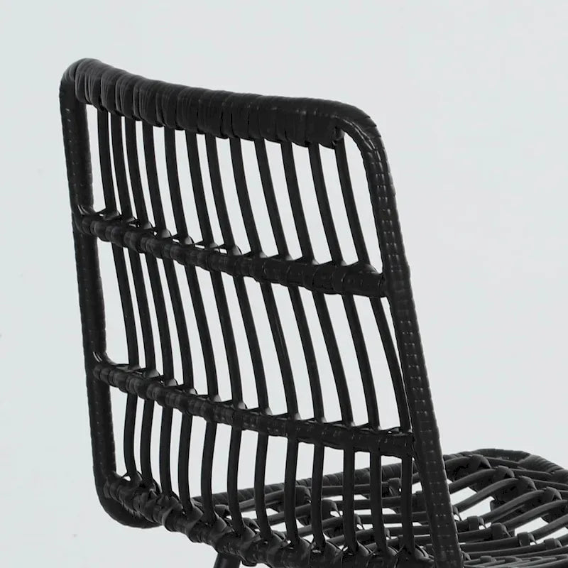 Rattan Counter Height Bar Stools with Back, 26" Wicker Bar Chairs for Kitchen Island, Black, 2-Pack