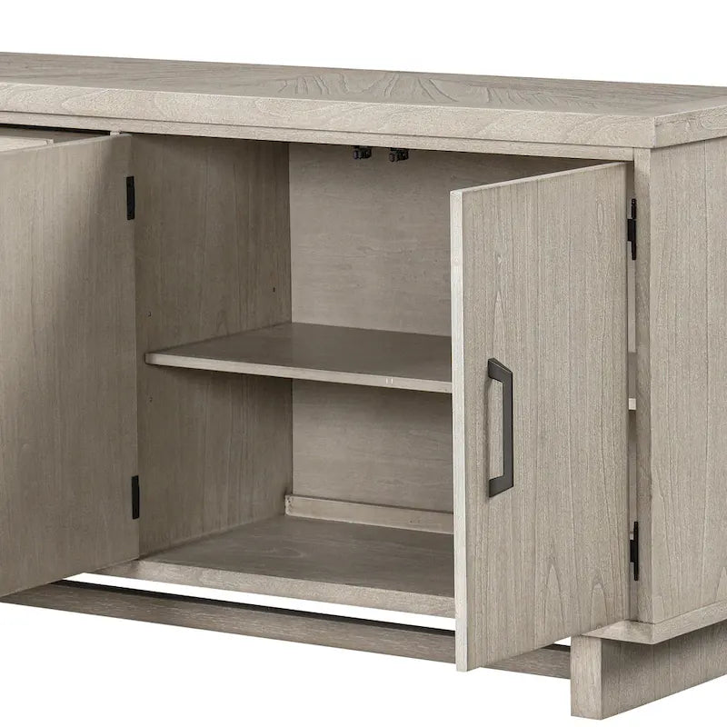 Yetaria Modern Farmhouse 60" Solid Wood Buffet Sideboard with Soft-Close Doors