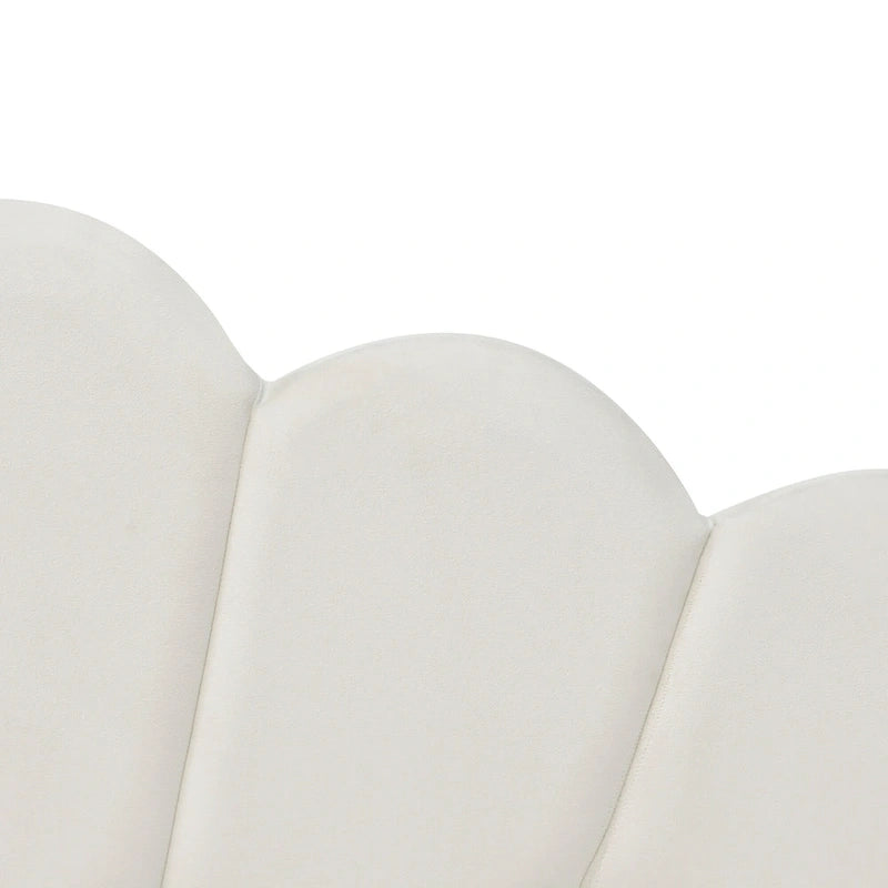 White Full Size Upholstered Daybed with Shell-Shaped Backrest and Trundle