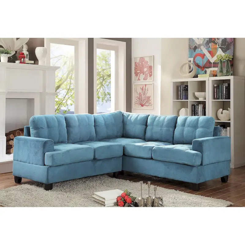 80" W 2-Piece Microfiber L-Shape Sectional Sofa, Navy Blue - 80L x 80W x 36H