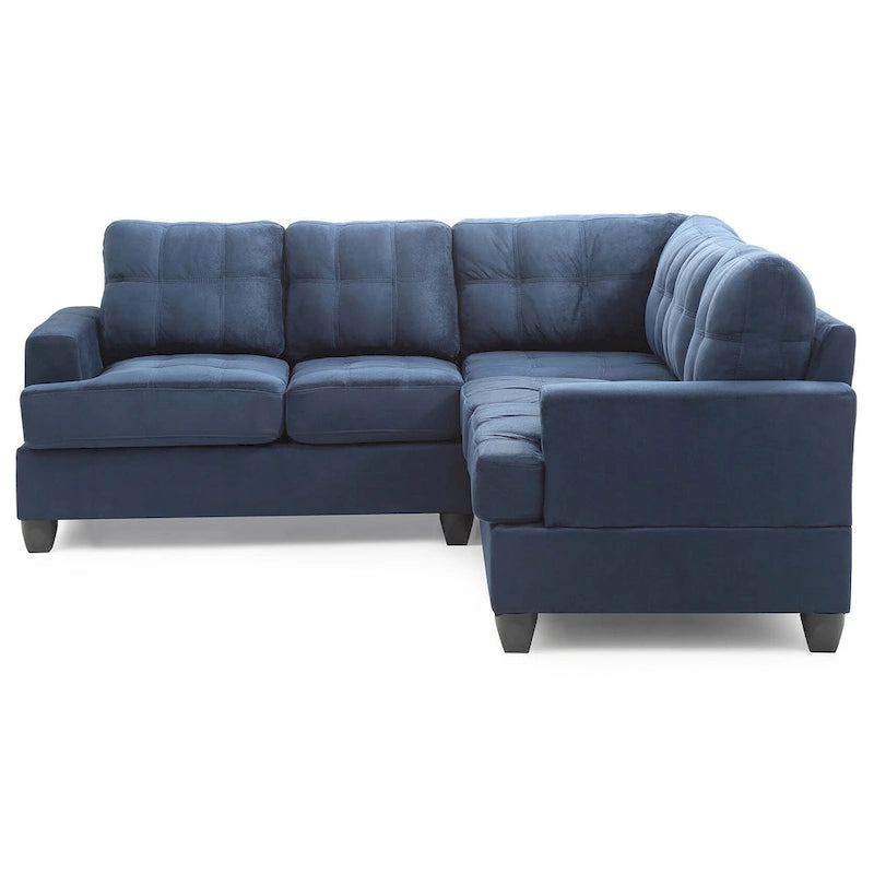 80" W 2-Piece Microfiber L-Shape Sectional Sofa, Navy Blue - 80L x 80W x 36H