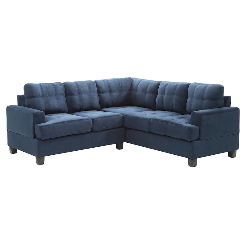 80" W 2-Piece Microfiber L-Shape Sectional Sofa, Navy Blue - 80L x 80W x 36H