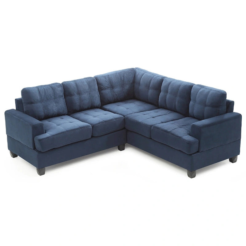 80" W 2-Piece Microfiber L-Shape Sectional Sofa, Navy Blue - 80L x 80W x 36H