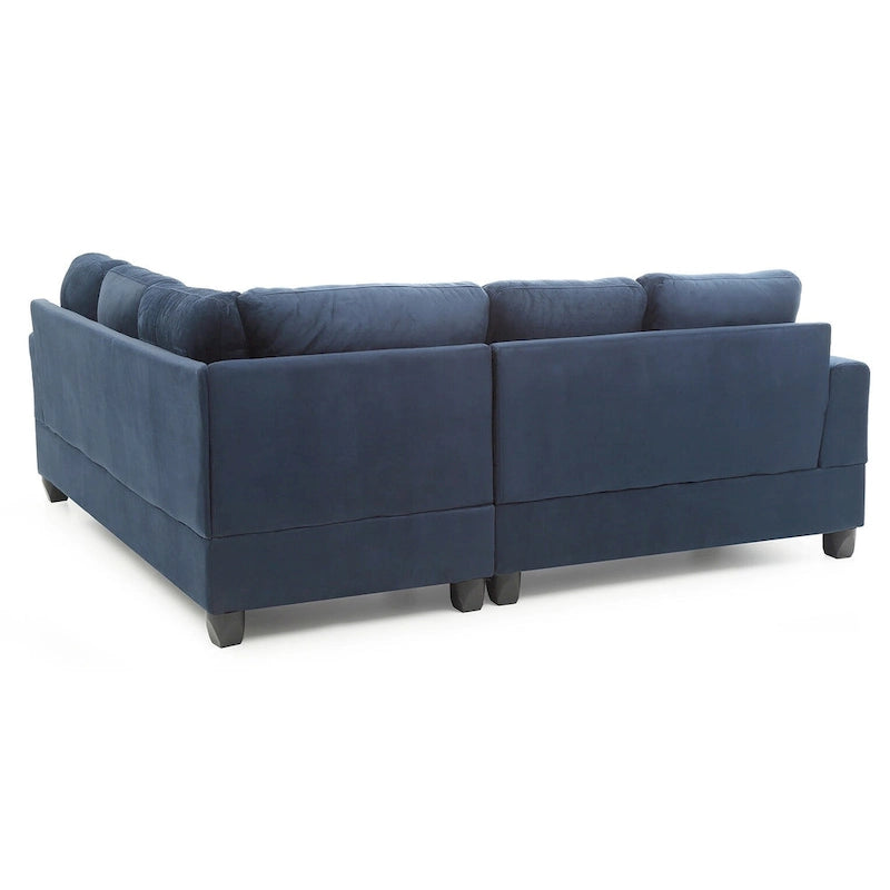 80" W 2-Piece Microfiber L-Shape Sectional Sofa, Navy Blue - 80L x 80W x 36H