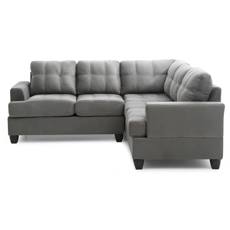 80" W 2-Piece Microfiber L-Shape Sectional Sofa, Navy Blue - 80L x 80W x 36H