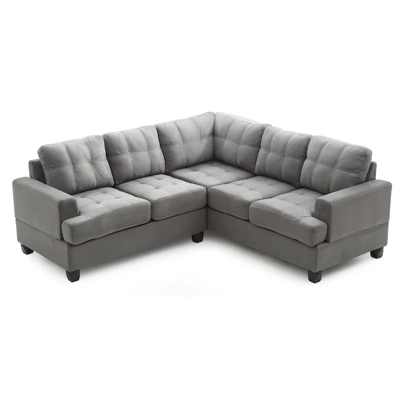 80" W 2-Piece Microfiber L-Shape Sectional Sofa, Navy Blue - 80L x 80W x 36H