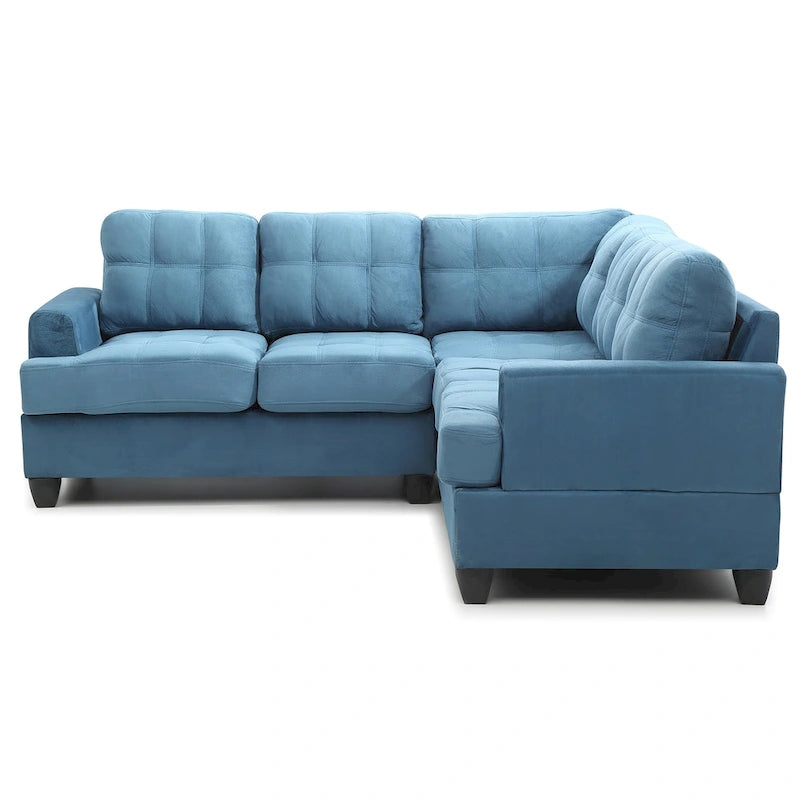 80" W 2-Piece Microfiber L-Shape Sectional Sofa, Navy Blue - 80L x 80W x 36H