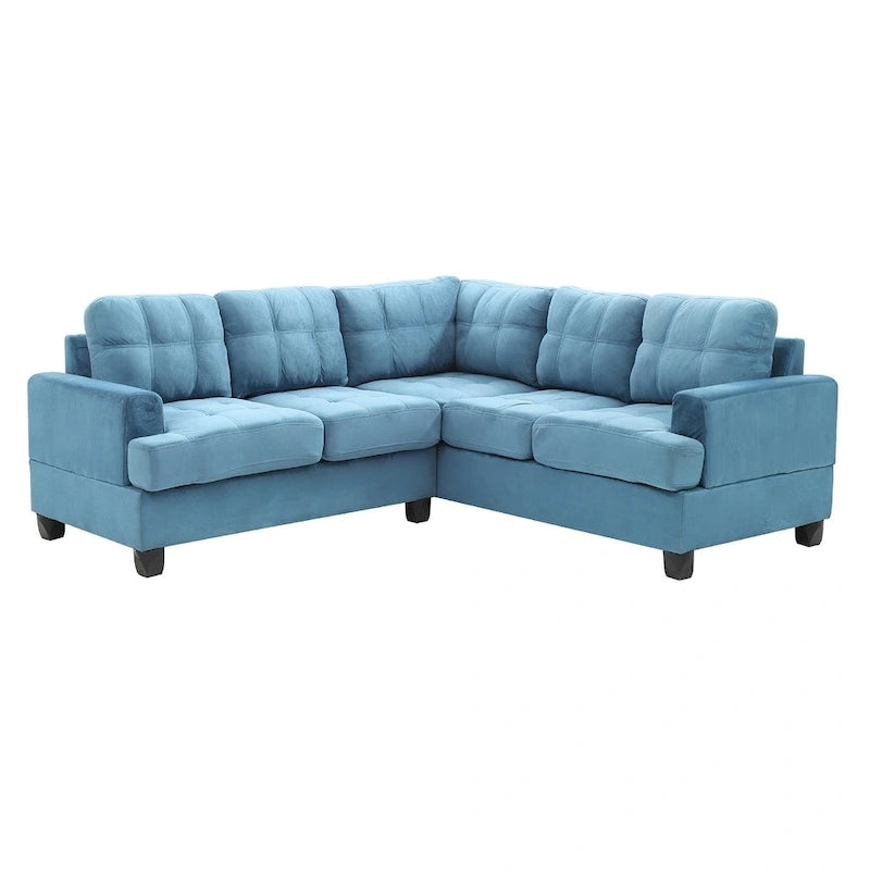 80" W 2-Piece Microfiber L-Shape Sectional Sofa, Navy Blue - 80L x 80W x 36H