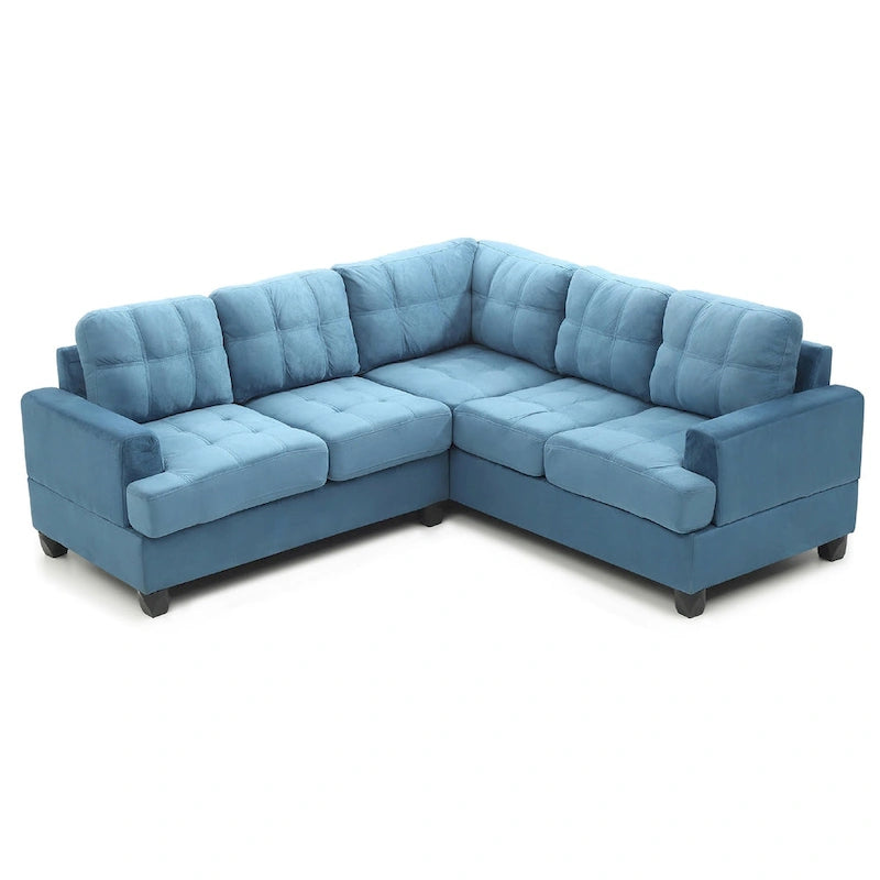 80" W 2-Piece Microfiber L-Shape Sectional Sofa, Navy Blue - 80L x 80W x 36H