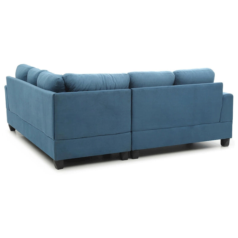 80" W 2-Piece Microfiber L-Shape Sectional Sofa, Navy Blue - 80L x 80W x 36H