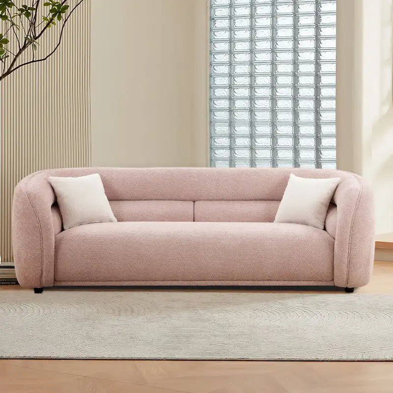 Modern Contemporary 91 Upholstered Curved Sofa With 2 Pillows for Living Room