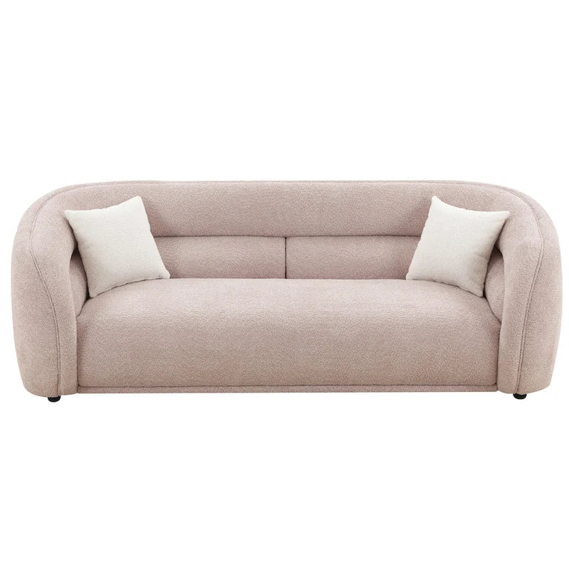 Modern Contemporary 91 Upholstered Curved Sofa With 2 Pillows for Living Room