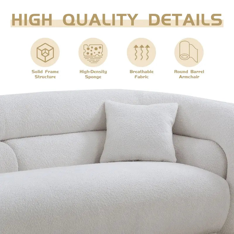 Modern Contemporary 91 Upholstered Curved Sofa With 2 Pillows for Living Room