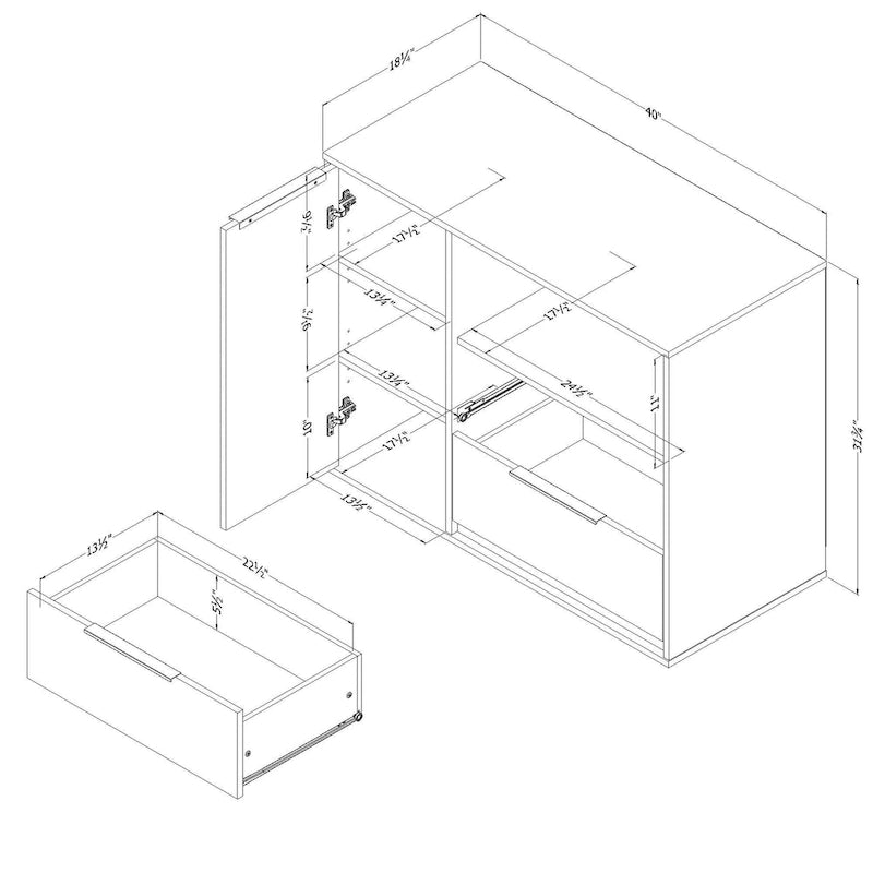 South Shore Hourra 2-Drawer Dresser with Door