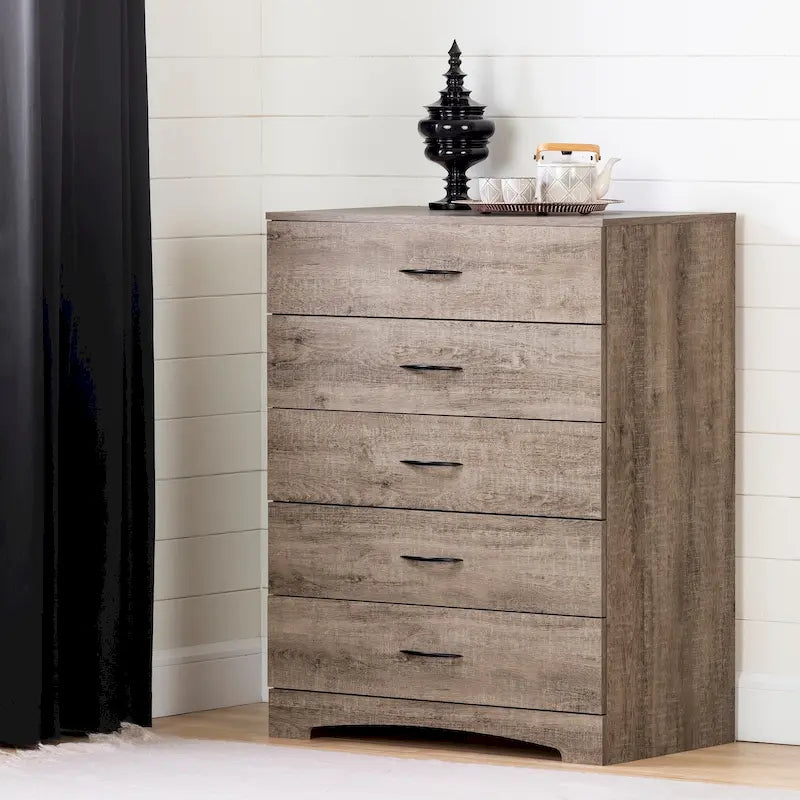5-Drawer Chest with Metal Handles, Modern Bedroom Storage