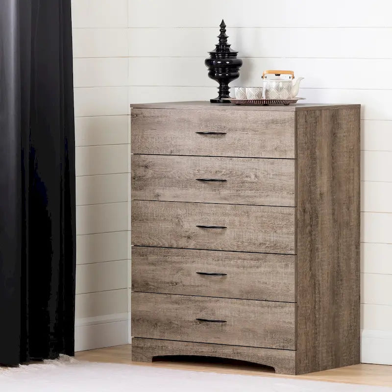 5-Drawer Chest with Metal Handles, Modern Bedroom Storage