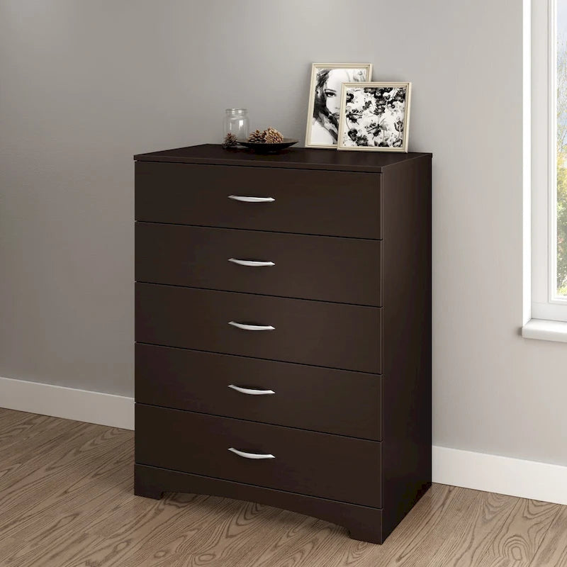 5-Drawer Chest with Metal Handles, Modern Bedroom Storage