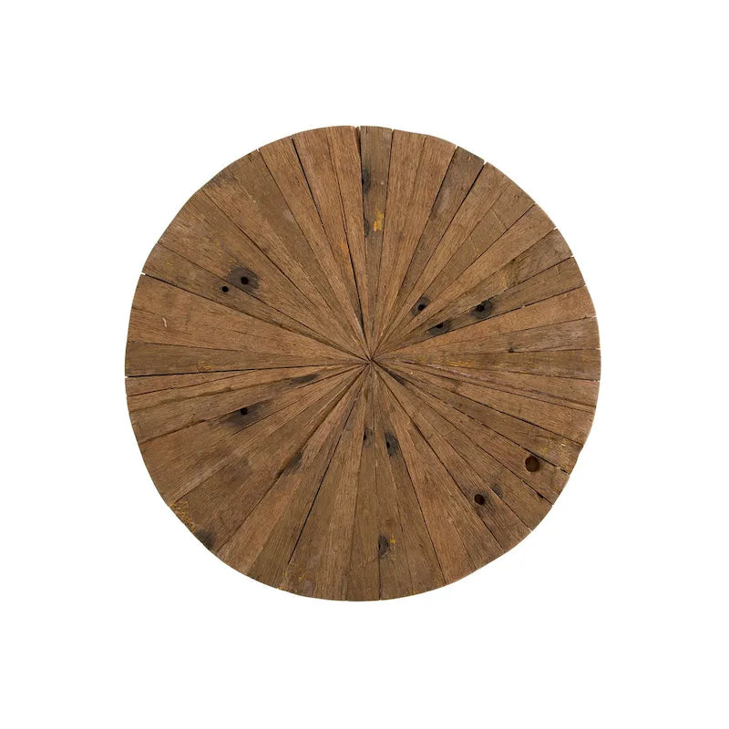 22" Round Reclaimed Wood Accent End Table with Black Hairpin Metal Legs