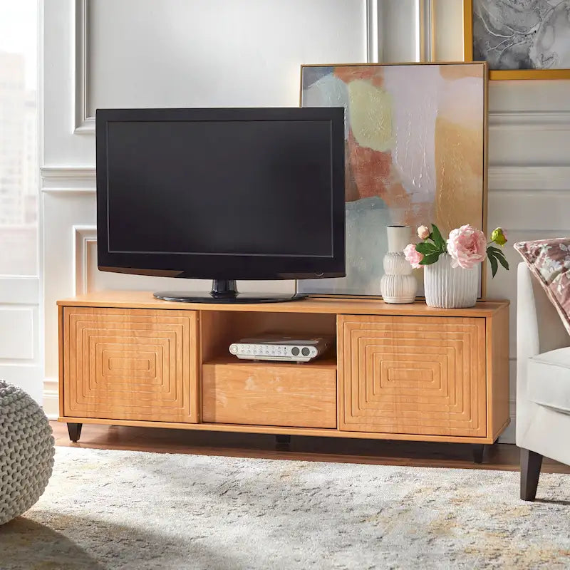 Messina TV Stand with Sliding Doors & Drawer, Fits TVs Up to 65"