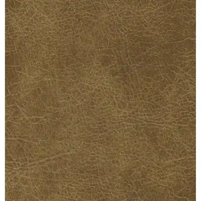 Decorative Button-Tufted Ottoman with Metal Legs, Distressed Brown Faux Leather