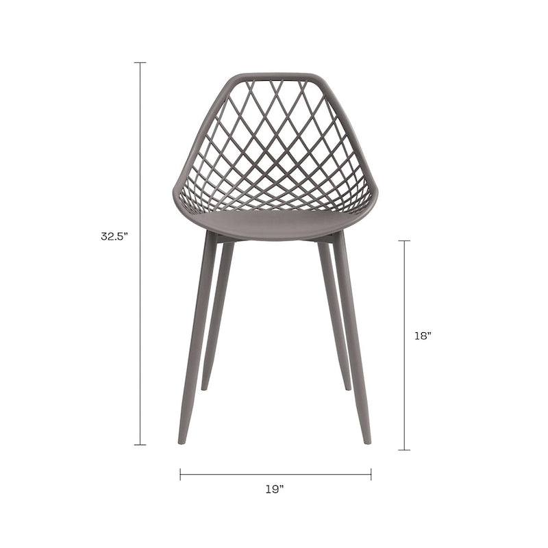 Kurv Mid-Century Modern Dining Chair with Steel Legs for Indoors or Outdoors - Set of 2