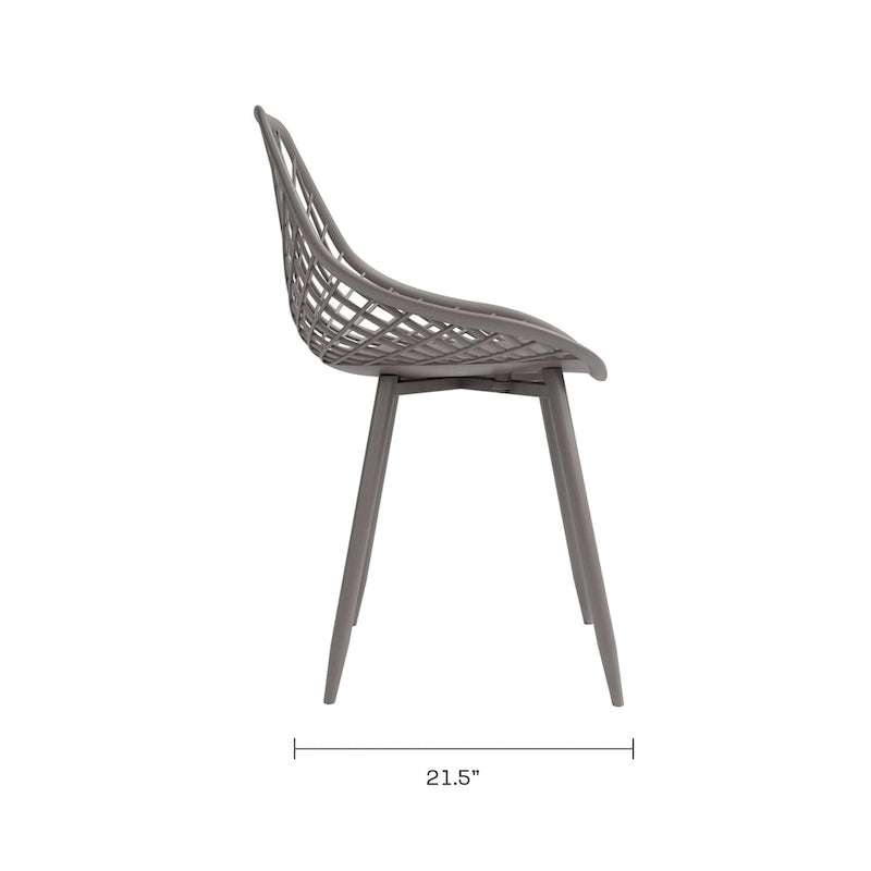 Kurv Mid-Century Modern Dining Chair with Steel Legs for Indoors or Outdoors - Set of 2