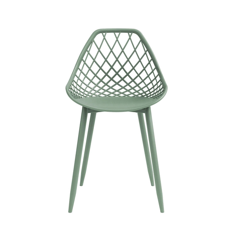 Kurv Mid-Century Modern Dining Chair with Steel Legs for Indoors or Outdoors - Set of 2