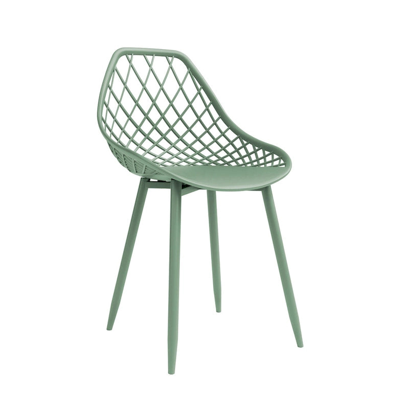 Kurv Mid-Century Modern Dining Chair with Steel Legs for Indoors or Outdoors - Set of 2