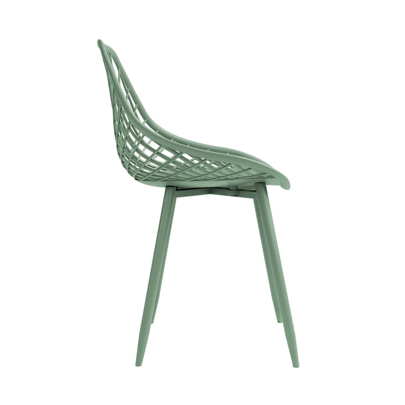 Kurv Mid-Century Modern Dining Chair with Steel Legs for Indoors or Outdoors - Set of 2