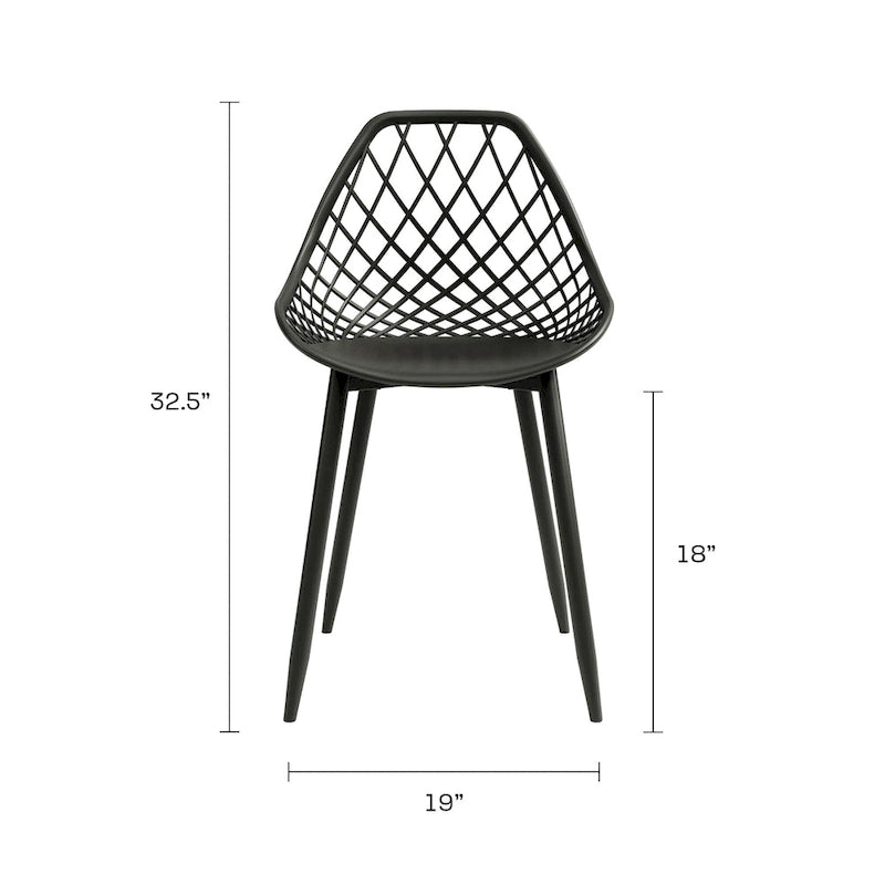 Kurv Mid-Century Modern Dining Chair with Steel Legs for Indoors or Outdoors - Set of 2